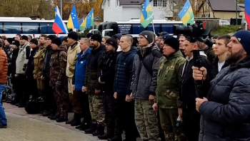 Торжественный митинг перед отправлением мобилизованных жителей Ханты-Мансийского района и Ханты-Мансийска